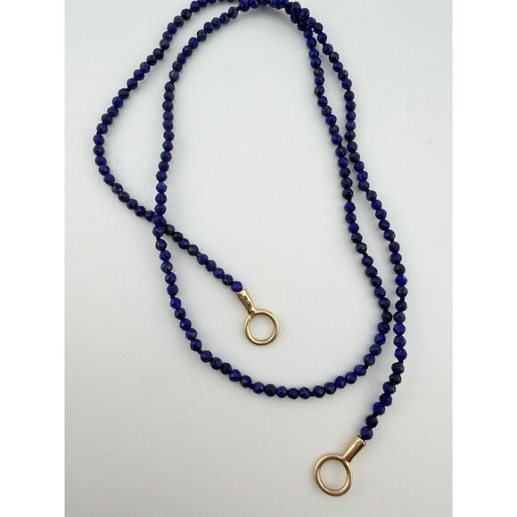 Marla Aaron Itty Bitty Strand with Lapis Chain Necklace 14k Rose Gold Loops - Picture 6 of 8